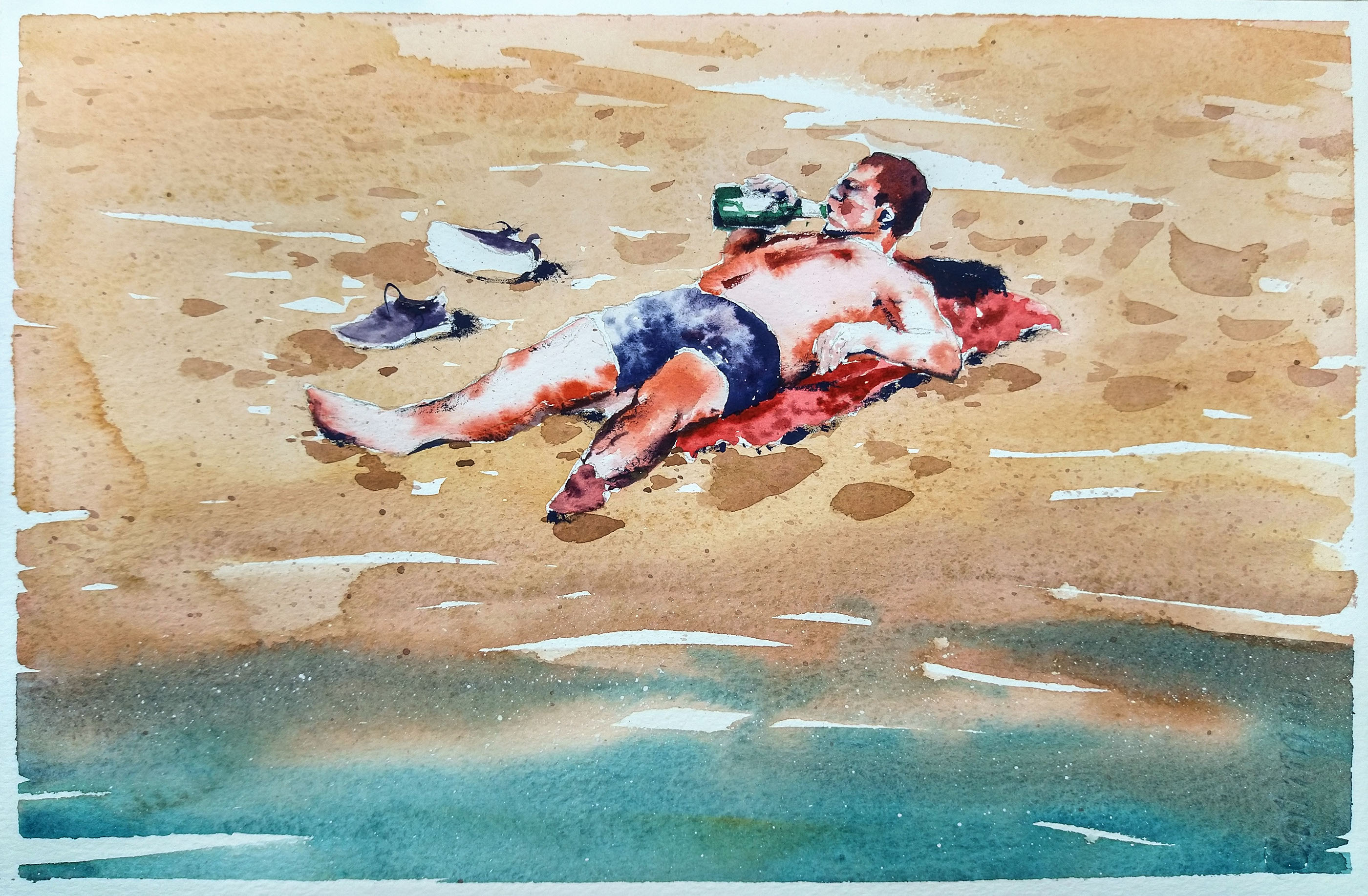 Detalle de técnica de acuarela